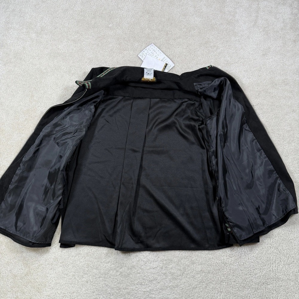 Bob Mackie Wearable Art Shacket Womens L Black Floral Embroidered Full Zip - Picture 11 of 12